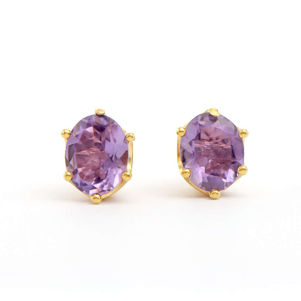 4.25 Tw Cts Amethyst 18K Gold Plated Designer Ear-Rings