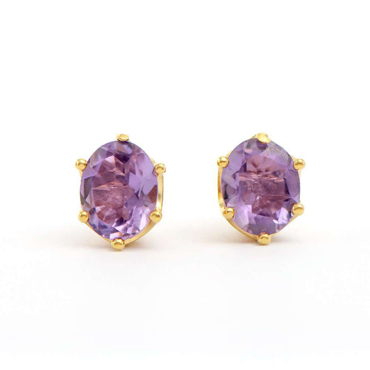 4.25 Tw Cts Amethyst 18K Gold Plated Designer Ear-Rings