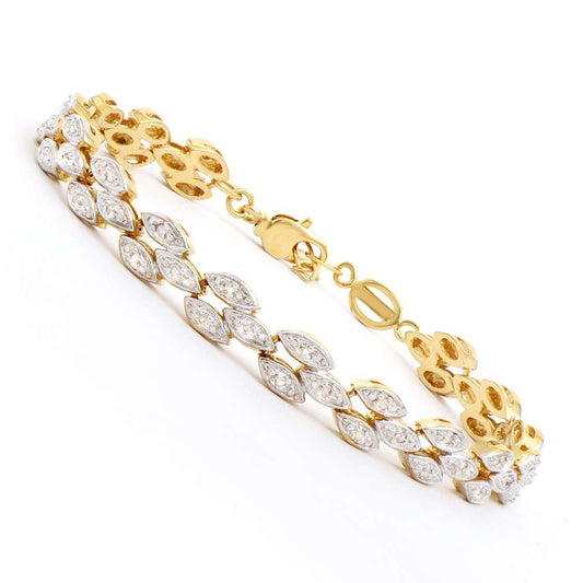 0.20 Tw Cts Diamonds 18K Gold Plated Designer Bracelet Size 7.5 Inches