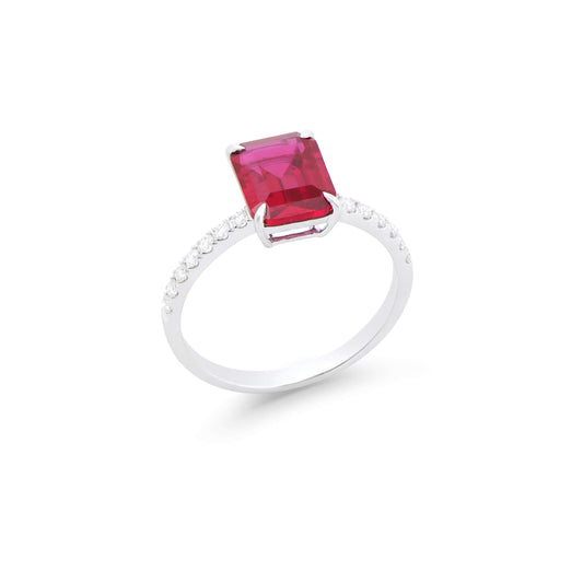 Ruby 14K WG Designer Ring & 3.02 TCW Certified Lab Grown Diamonds