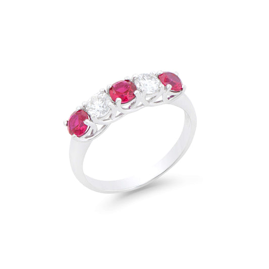 Ruby 14K WG Designer Ring & 1.47 TCW Certified Lab Grown Diamonds