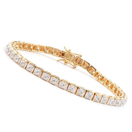 0.32 Tw Cts Diamonds 18K Gold  Plated  Designer Bracelet Size 7.5 Inches