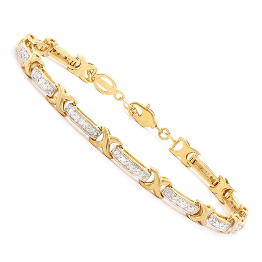 0.27 Tw Cts Diamonds 18K Gold Plated Designer Bracelet Size 8.2 Inches