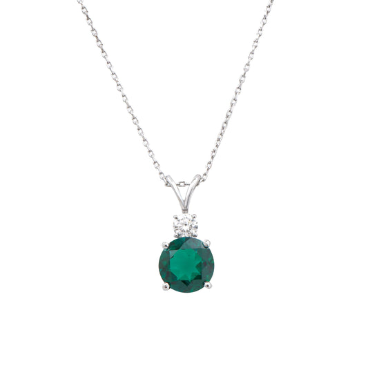 Emerald 14K WG Designer Pendant & 3.25 TCW Certified Lab Grown Diamonds