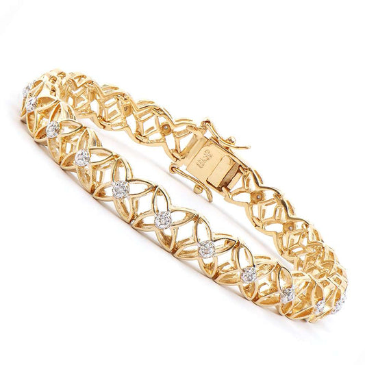 0.15 Tw Cts Diamonds 18K Gold Plated Designer Bracelet Size 7.5 Inches