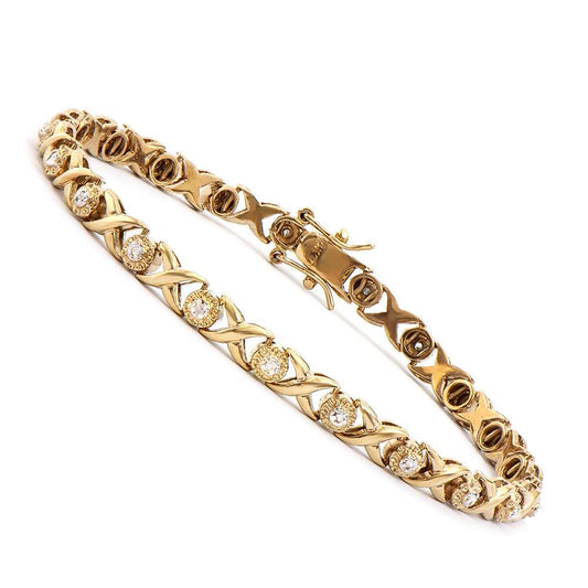 0.21 Tw Cts Diamonds 18K Gold Plated Designer Bracelet Size 8.3 Inches