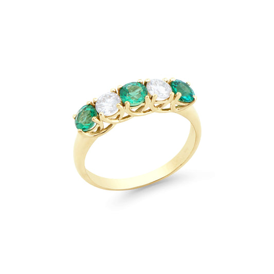 Emerald 14K YG Designer Ring & 1.43 TCW Certified Lab Grown Diamonds