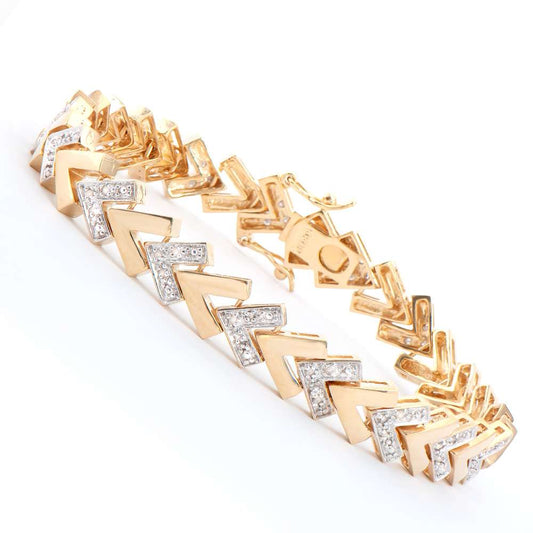 0.25 Tw Cts Diamonds 18K Gold Plated Designer Bracelet Size 8.4 Inches