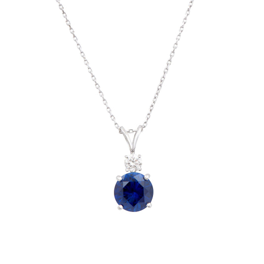 Sapphire 14K WG Designer Pendant & 3.55 TCW Certified Lab Grown Diamonds