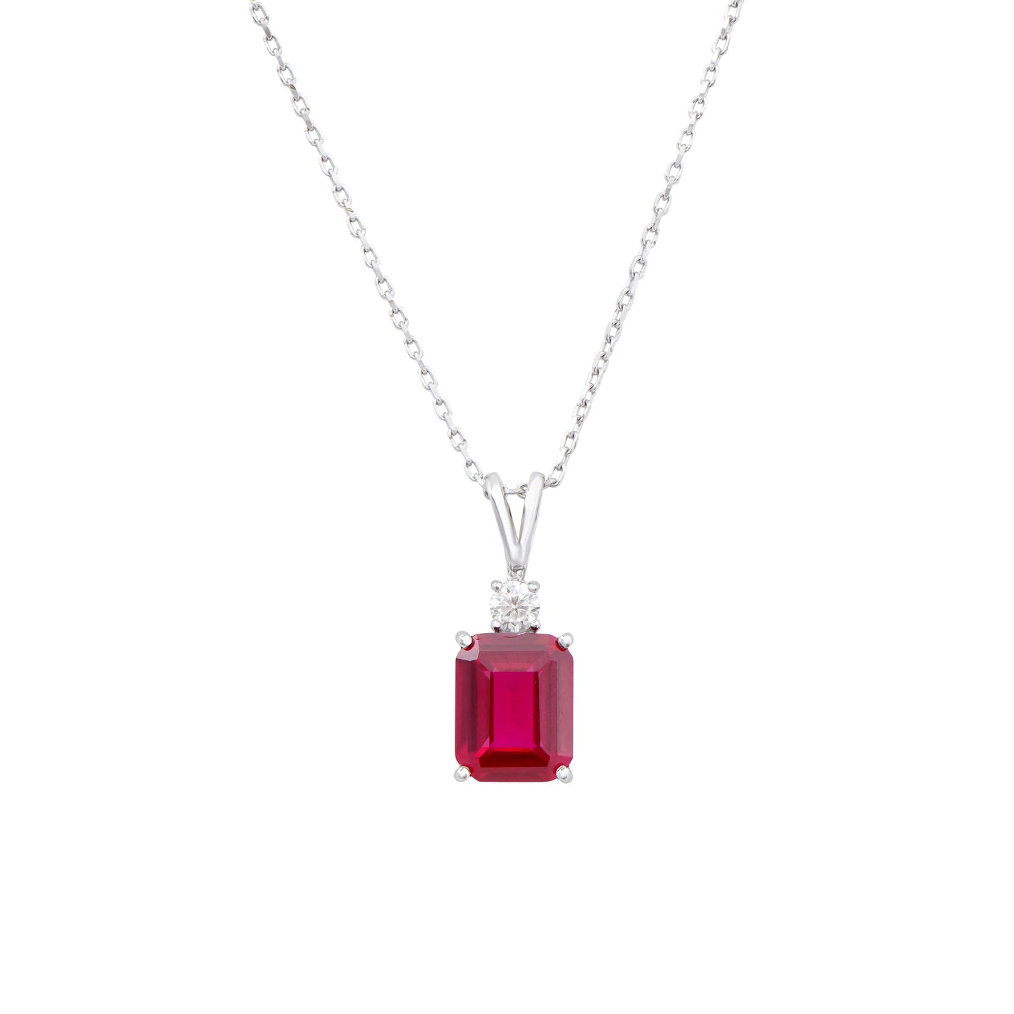 Ruby 14K WG Designer Pendant & 3.01 TCW Certified Lab Grown Diamonds