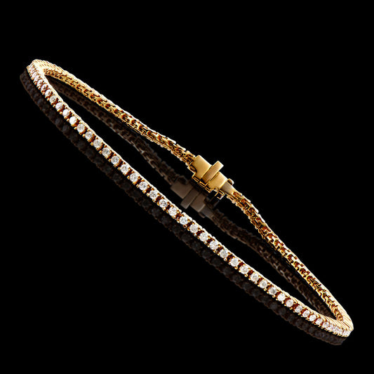 1.15 Cts Certified Diamonds 14K Yellow  Gold Designer Tennis Bracelet Size length 7.5 Inches