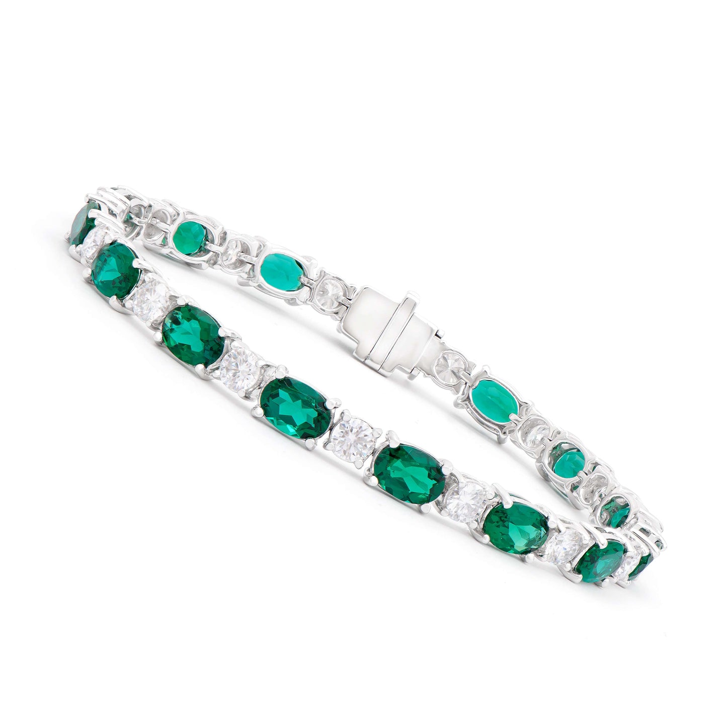 14k WG Designer Bracelet & 13.34 TCW Certified Lab Grown Emeralds