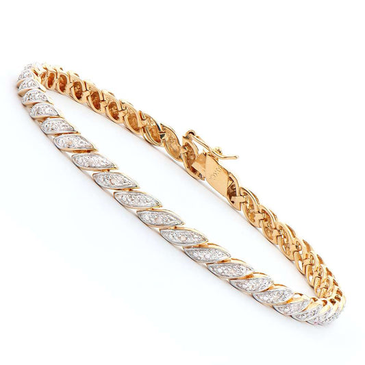 0.18 Tw Cts Diamonds 18K Gold Plated Designer Bracelet Size 8 Inches