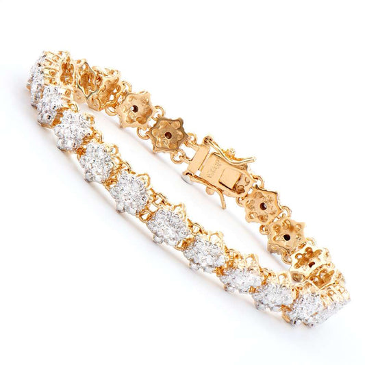 0.18 Tw Cts Diamonds 18K Gold Plated Designer Bracelet Size 7.6 Inches