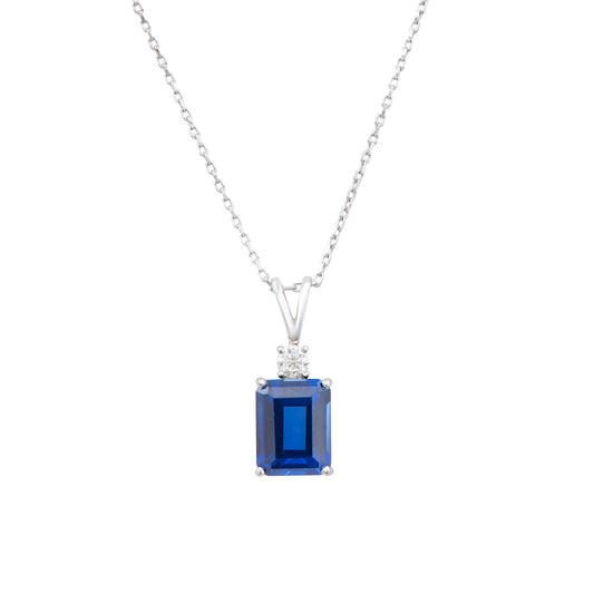 Sapphire 14K WG Designer Pendant & 3.01 TCW Certified Lab Grown Diamonds