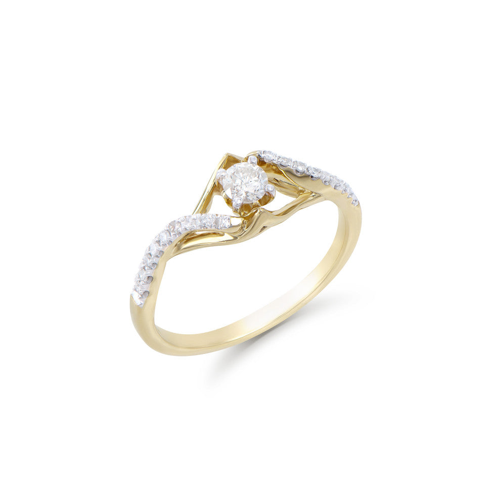 0.35 Cts Tw Certified Diamonds 14K Yellow Gold Designer Ring Size 7.5