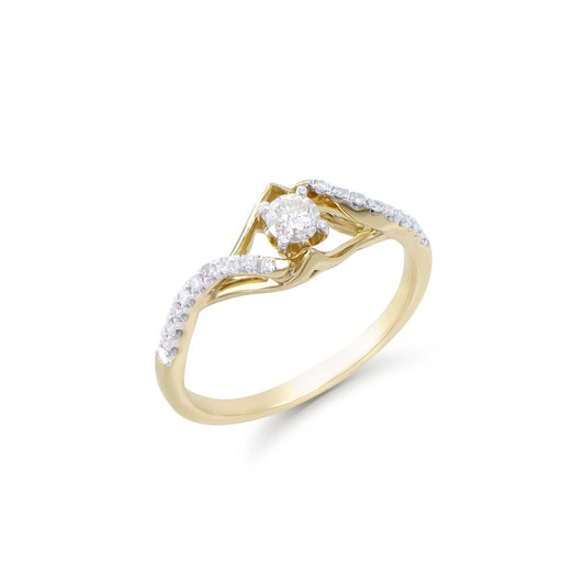 0.35 Cts Tw Certified Diamonds 14K Yellow Gold Designer Ring Size 7.5