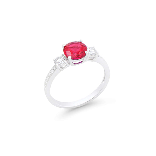 Ruby 14K WG Designer Ring & 2.05 TCW Certified Lab Grown Diamonds