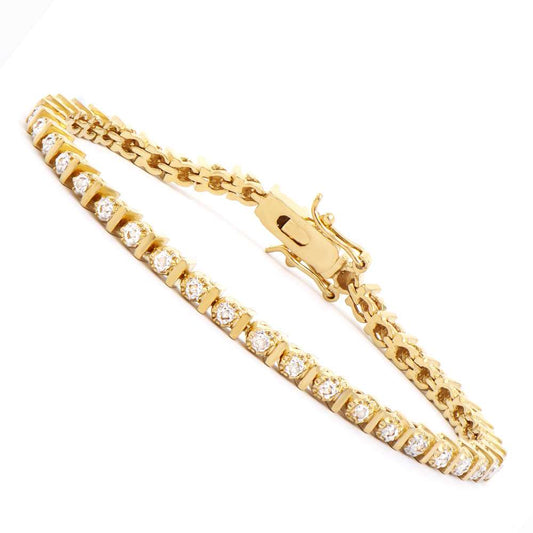 0.16 Tw Cts Diamonds 18K Gold Plated Designer Bracelet Size 7.1 Inches