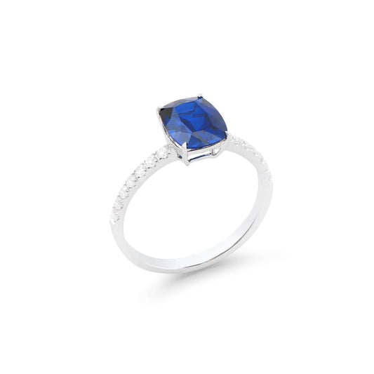 Sapphire 14K WG Designer Ring & 2.84 TCW Certified Lab Grown Diamonds