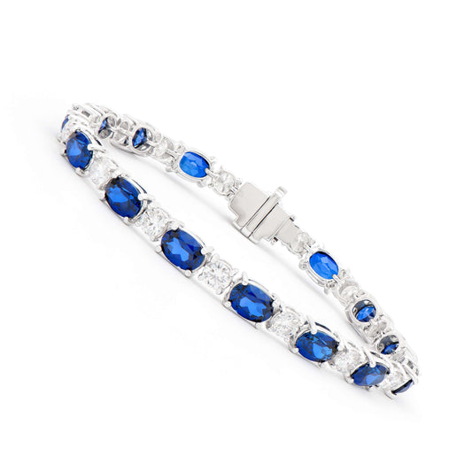 14k WG Designer Bracelet & 19.05 TCW Certified Lab Grown Sapphire