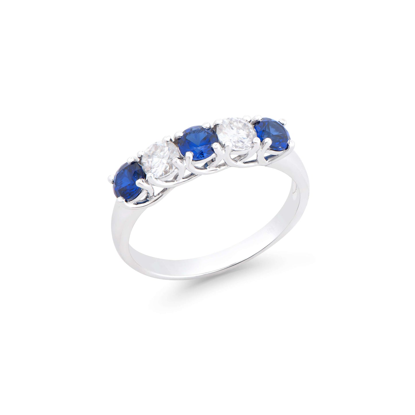 Sapphire 14K WG Designer Ring & 1.47 TCW Certified Lab Grown Diamonds