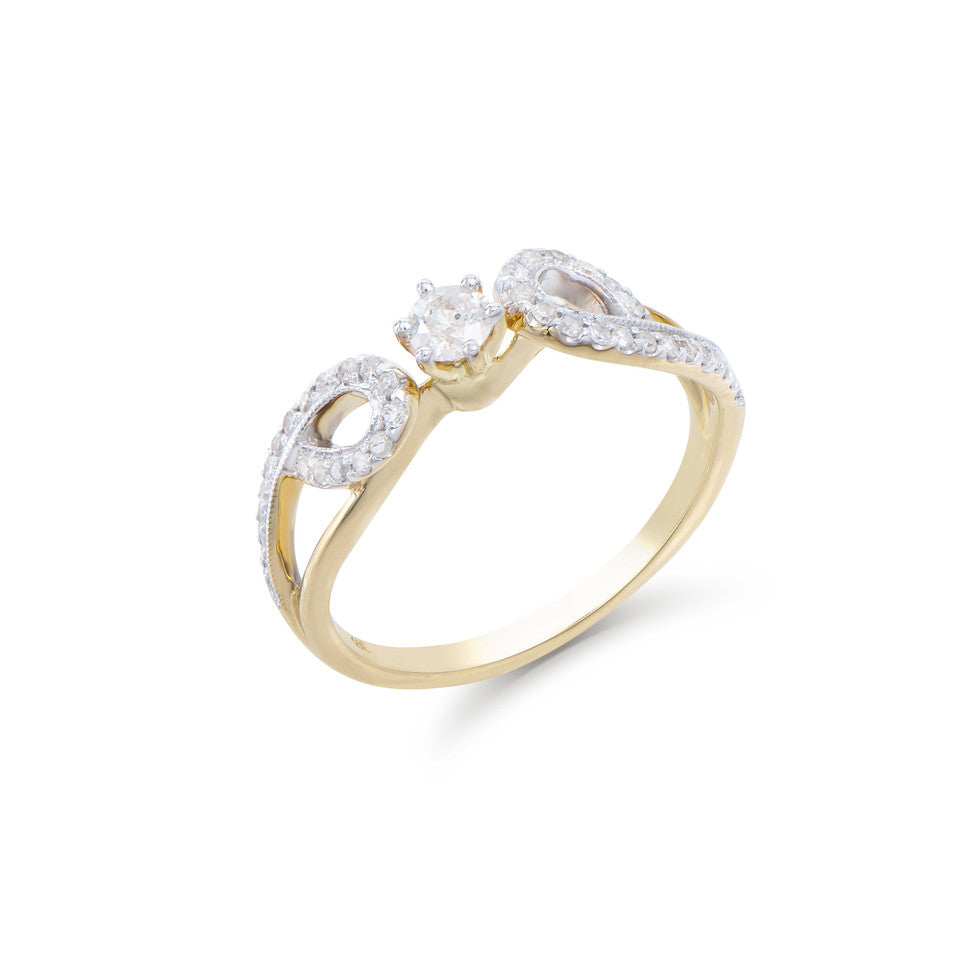 0.44 Cts Tw Certified Diamonds 14K Yellow Gold Designer Ring 7.5