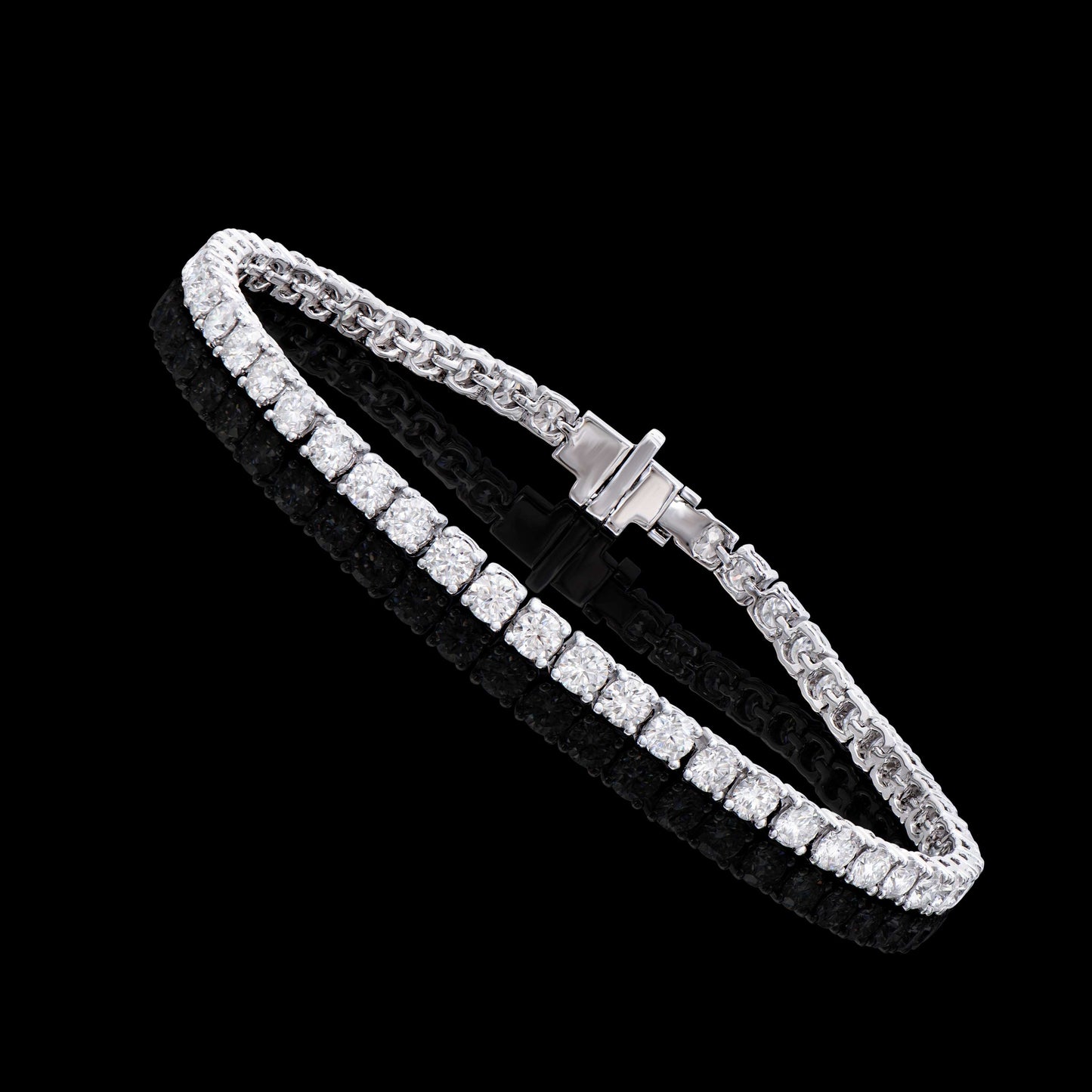 5.35 TCW Certified Lab Grown Diamonds 14K WG Designer Tennis Bracelet