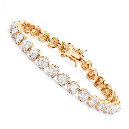 0.25 Tw Cts Diamonds 18K Gold Plated Designer Bracelet Size 7.6 Inches