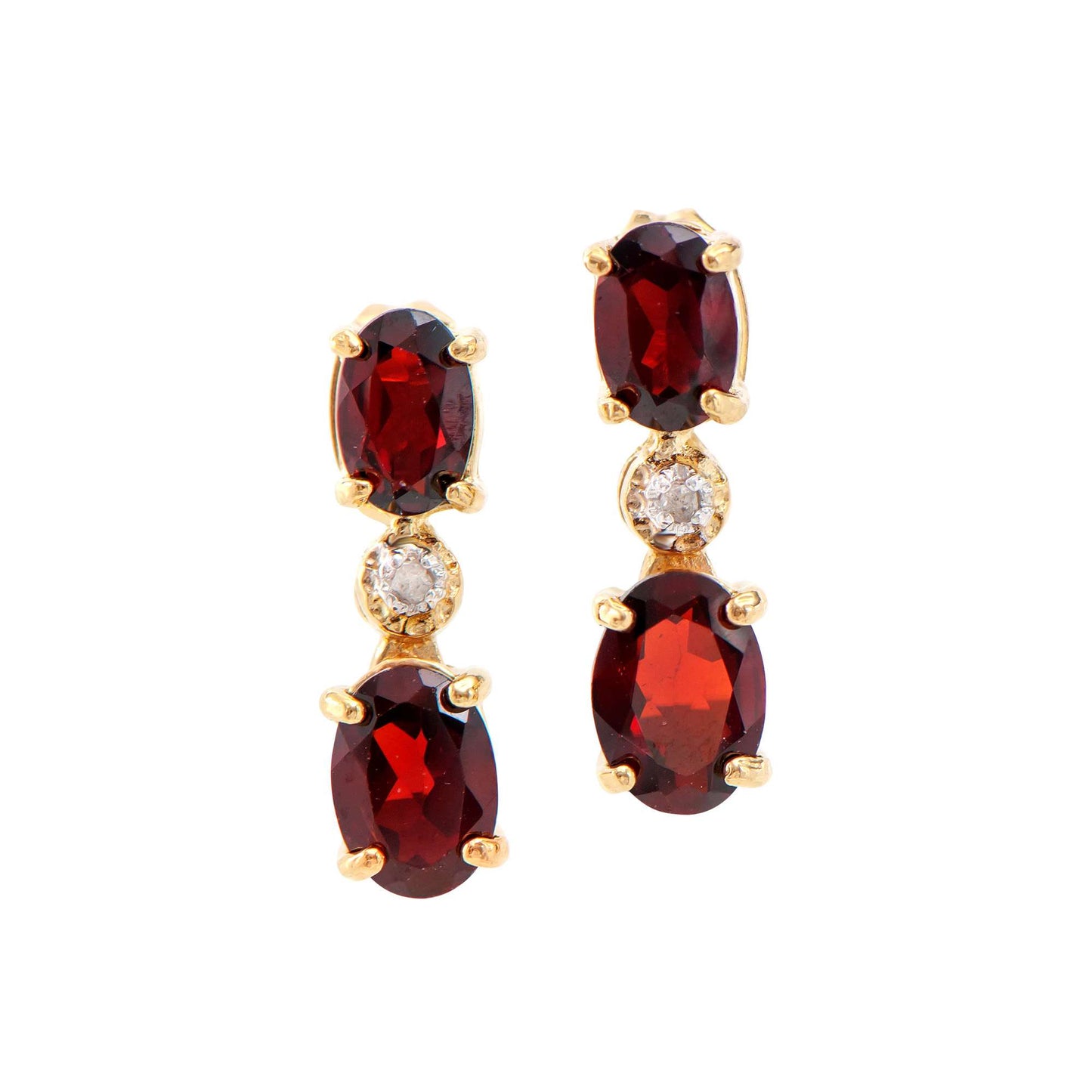 2.52 Tw Cts Garnet & Diamonds 18K Gold Plated Designer Ear-Rings