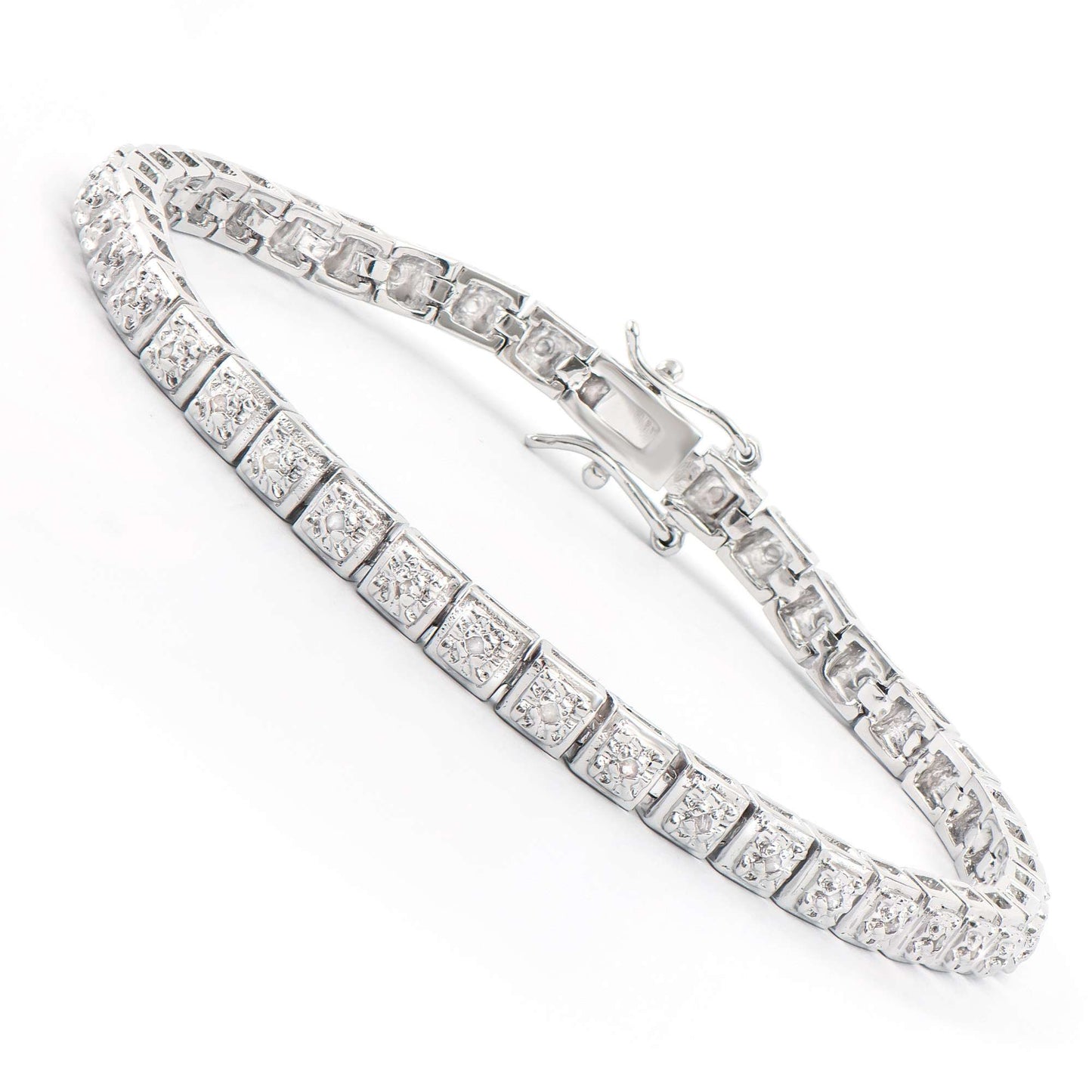 0.32 Tw Cts Diamonds Rhodium Plated  Designer Bracelet Size 7.5 Inches