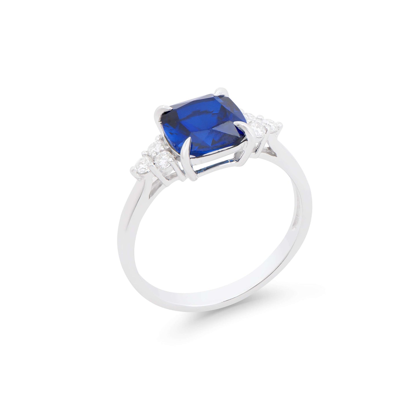 Sapphire 14K WG Designer Ring & 3.01 TCW Certified Lab Grown Diamonds