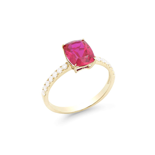 Ruby 14K YG Designer Ring & 2.84 TCW Certified Lab Grown Diamonds