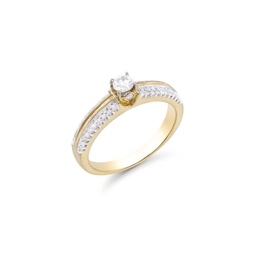 0.52 Cts Tw Certified Diamonds 14K Yellow Gold Designer Ring 7.5