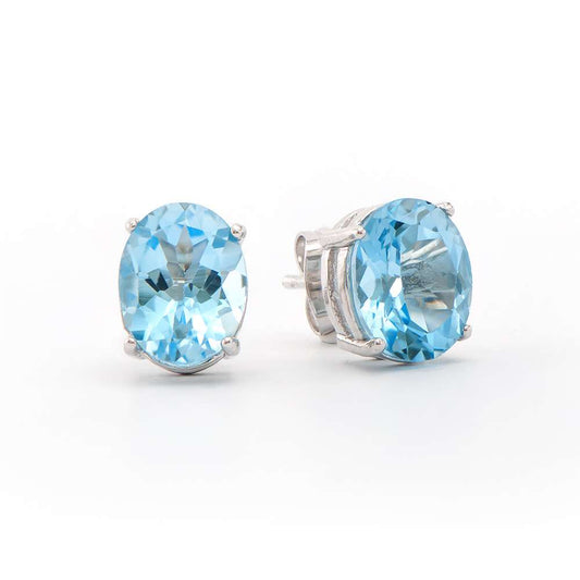 5.65 Tw Cts Blue Topaz Rhodium Plated Plated Designer Ear-Rings