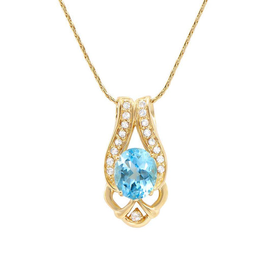 6.80 Tw Cts Blue Topaz & White Topaz 18K Gold Plated Designer Necklace Size 16 Inches