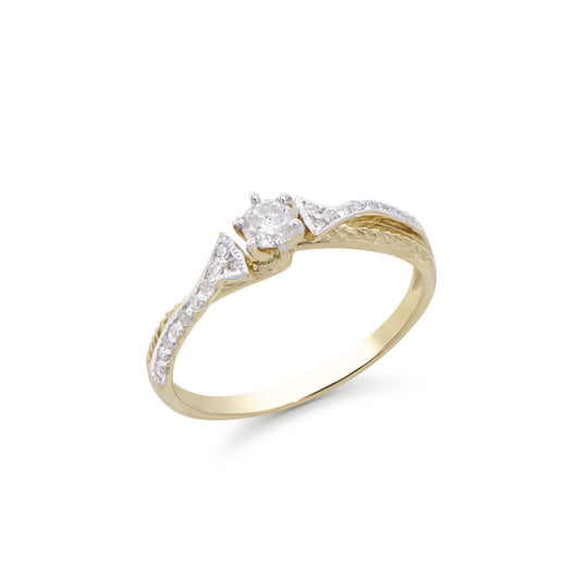 0.33 Cts Tw Certified Diamonds 14K Yellow Gold Designer Ring Size 7.5